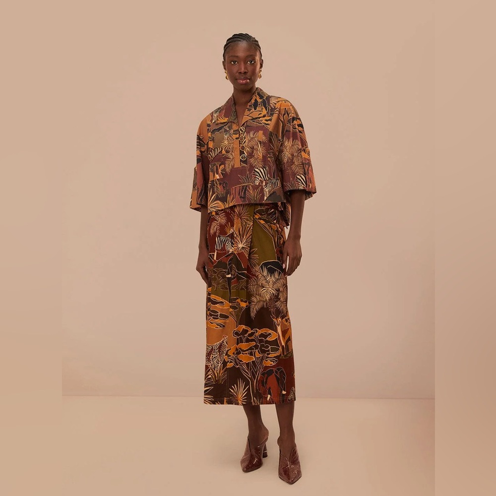 FARM RIO Savana Dream Caramel Utility Blouse
